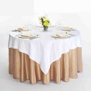 Khăn phủ bàn hai lớp trắng vàng