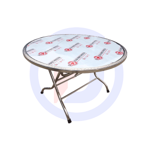 Bàn tròn inox 1m2 chân gấp
